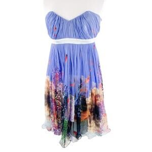 Victor Ddzenk Strapless Silk Chiffon Goldfish Aquarium Strapless Dress Size M